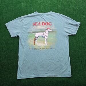 Sea Dog Tshirt Mens Large Green The Ocean Is Calling Aruba Dutch Caribbean
